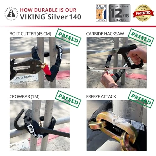 Viking Bike Chain Lock with Key, Seatylock