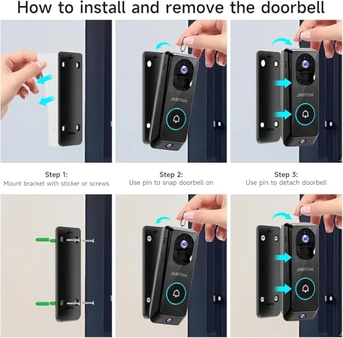 Dual Lens Video Doorbell Camera Wireless with Chime — Smart Home Security, JAIOTlink