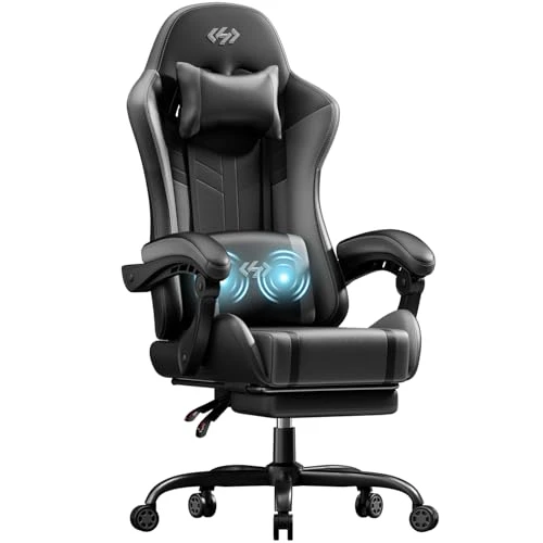 Ergonomic Gaming Chair with Lumbar Massage — Desk Chairs, HLDIRECT