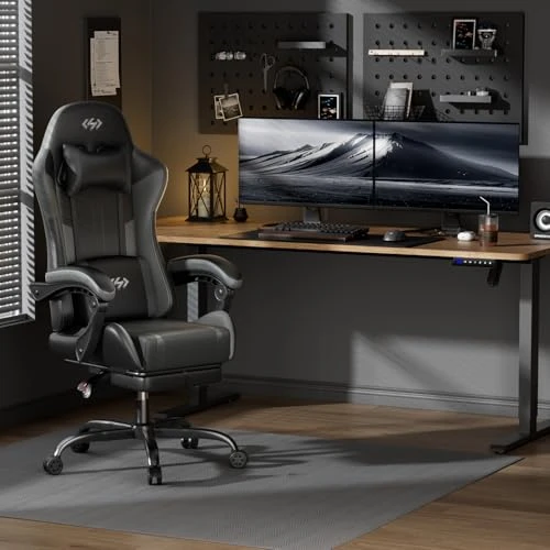 Ergonomic Gaming Chair with Lumbar Massage — Desk Chairs, HLDIRECT