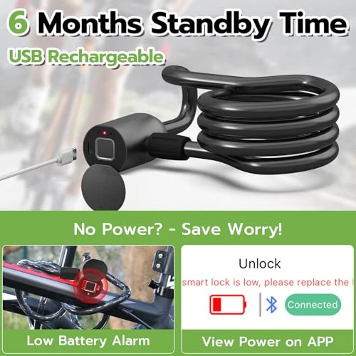 Fingerprint Bike Lock Cable — Cable, Eseesmart