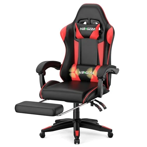 Gaming Chair with Footrest and Massage Lumbar Support — Gaming Chairs, Bigzzia