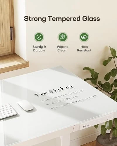 Glass Standing Desk with Drawer — Stands, Marsail