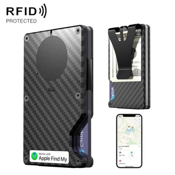 Metal Wallet with Built-in Tracker and RFID Blocking — Travel Wallets