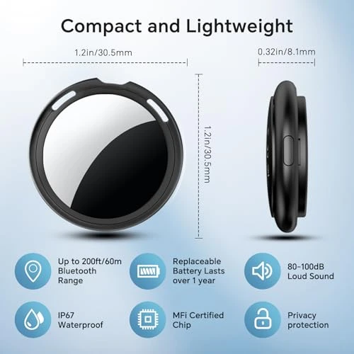 Pair of Bluetooth Smart Tracker Tags with Find My App Compatibility — Item Locators, Votlik