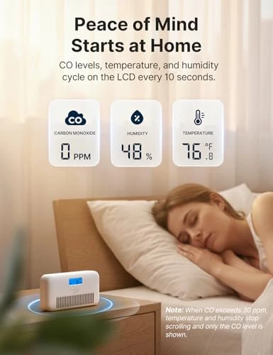 Smart Wi-Fi Carbon Monoxide Detector with Temperature and Humidity Monitor — Carbon Monoxide Detectors, X-Sense