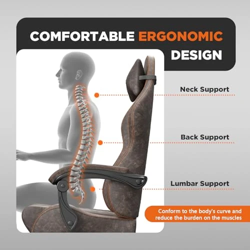 Vintage PU Leather Gaming Chair with Massage and Footrest — Gaming Chairs, Ferghana