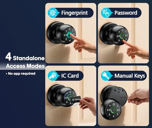 WiFi Smart Fingerprint Door Knob Lock with Keypad — Card Readers, Swikitec