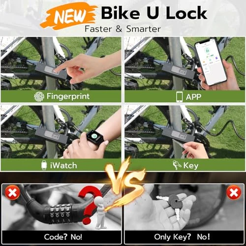Bike U Lock with Fingerprint — U-Lock, Dhiedas
