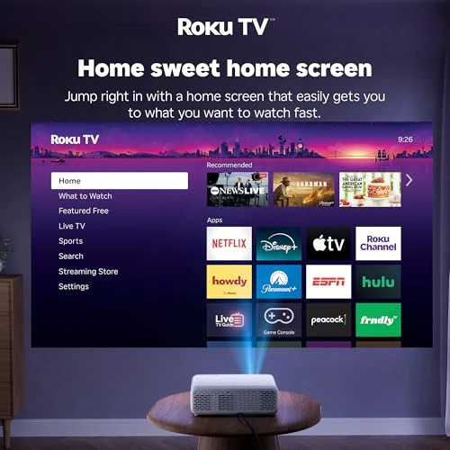Smart Projector with Roku Streaming, 1080P FHD, Auto Focus, Dolby Audio, and WiFi/Bluetooth — Smart Projector, Aurzen