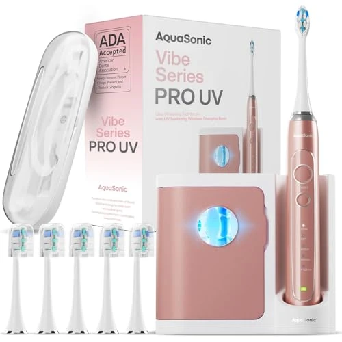 Ultra-Whitening Electric Toothbrush with UV Sanitizing Base — Ultrasonic, AquaSonic