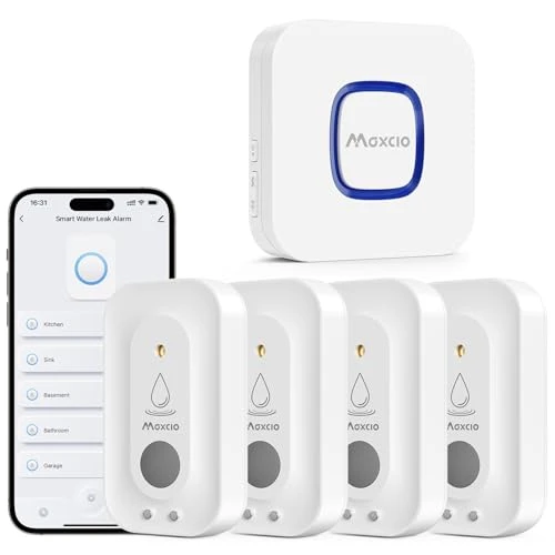 Wi-Fi Water Leak Detector 4 Pack — Water Leak Detection Systems, Maxcio