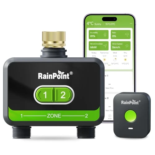 WiFi Water Timer for Garden Hose with Brass Inlet — Irrigation System, RainPoint