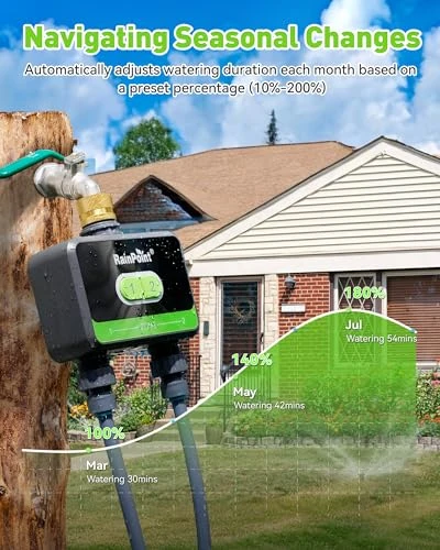 WiFi Water Timer for Garden Hose with Brass Inlet — Irrigation System, RainPoint