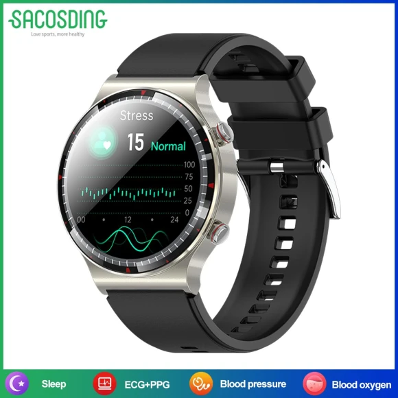 ECG 24H Heart Rate Blood Pressure Blood Oxygen Health Monitoring Smartwatch — Smart Watch, SACOSDING