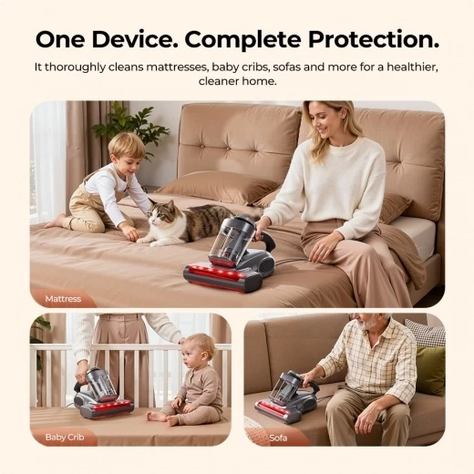 Smart Dual-Cup Mattress Vacuum Cleaner — Robot Vacuum, JIGOO