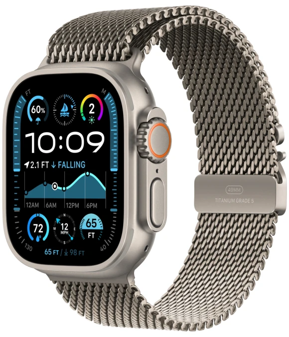 Watch Ultra 2 GPS + Cellular, 49mm, Beige Titanium Case, Beige Milanese Loop, M — Smart Watch, Apple