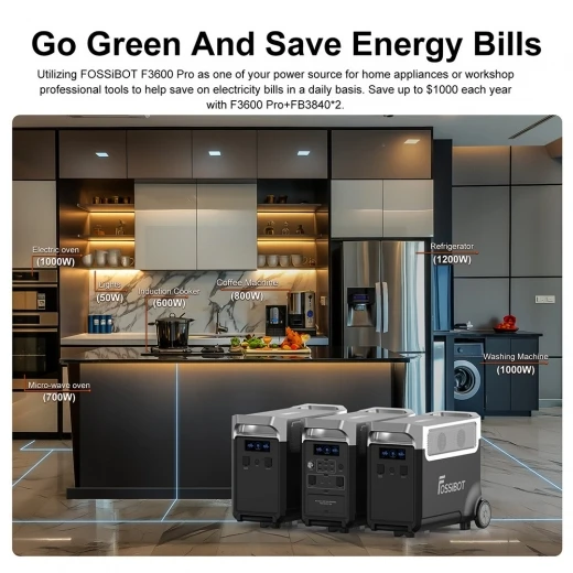 Portable Power Station with Extra Batteries and Solar Panel Kit — Portable Power Station, FOSSiBOT