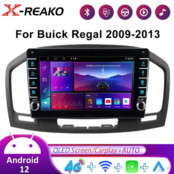 Car Multimedia Video Player with GPS, 4G, Android 12.0, CarPlay, 8-Core Processor, 4GB RAM, 64GB Storage — Car Infotainment System, Reakosound