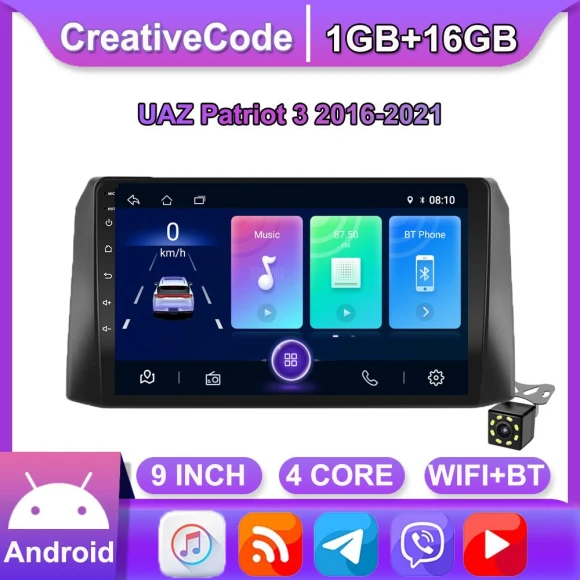 Car Radio for UAZ Patriot 3 2016-2021 2 Din Multimedia Player — Car Infotainment System, CreativeCode