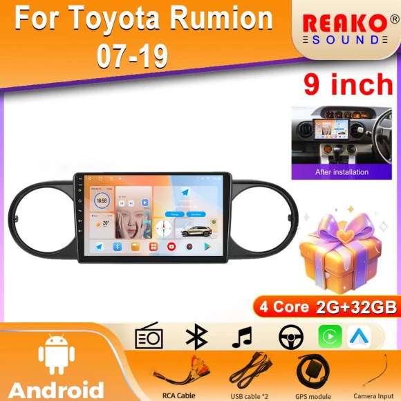 Multimedia Video Car Radio Player with GPS Navigation, 4G LTE, Android, Bluetooth, CarPlay — Car Infotainment System, Reakosound