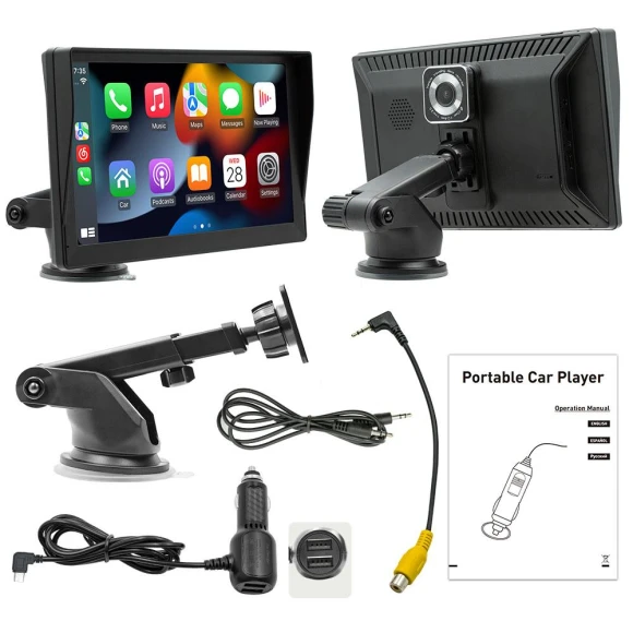 Universal 9-Inch Wireless CarPlay and Android Auto Bluetooth Car Stereo with Dash Cam and FM Transmitter — Car Infotainment System, Auto Launcher