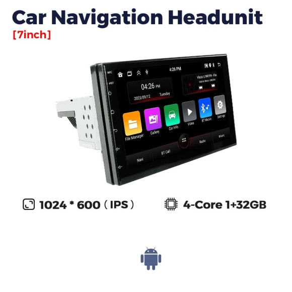 Universal Car Multimedia Head Unit with Navigation and Video Player — Car Infotainment System, Auto Launcher