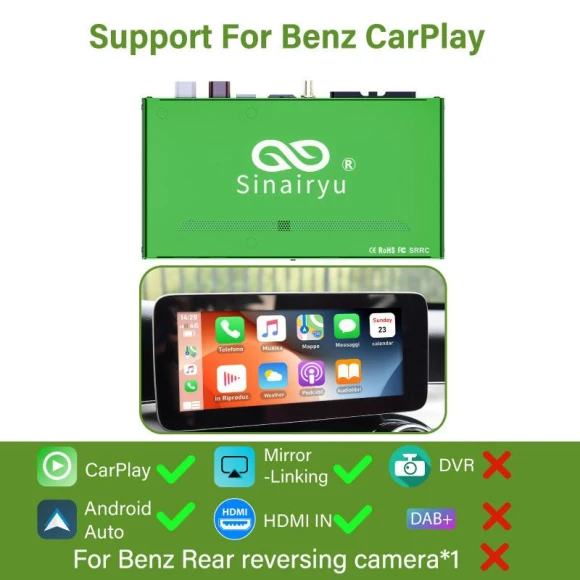 Wireless CarPlay Android Auto DAB DVR HDMI Upgrade Kit — Car Infotainment System, Sinairyu