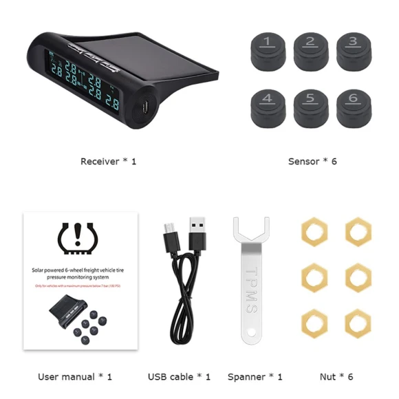 Wireless Tire Pressure Monitor with 6 External Sensors — TPMS, Rustic Elegance House