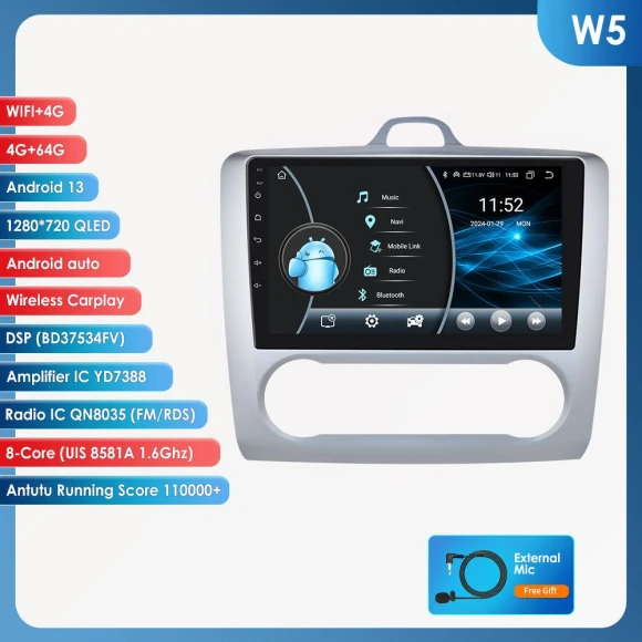 2-DIN Android Car Multimedia System with GPS Navigation, CarPlay, 4G, WiFi, Video Player — Car Infotainment System, Hizpo