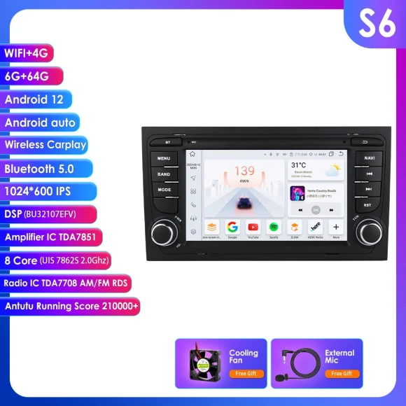 7-inch Car Multimedia Receiver with Android, GPS, and 4G LTE — Car Infotainment System, Hizpo