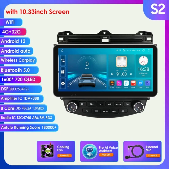 AI Voice Android Car Radio with GPS Navigation, 4G Connectivity, and DVR Camera Support — Car Infotainment System, Hizpo
