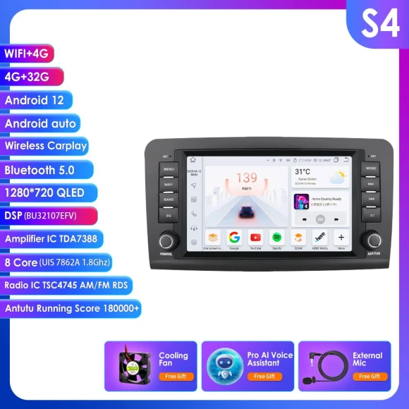 Android 13 Car Stereo with Navigation, GPS, Multimedia Video, WiFi, 4G, 32GB Storage, AI — Car Infotainment System, Hizpo