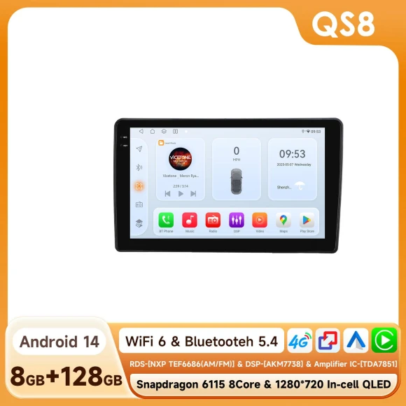 Android Car Multimedia Player with CarPlay and Android Auto — Car Infotainment System, OSSURET