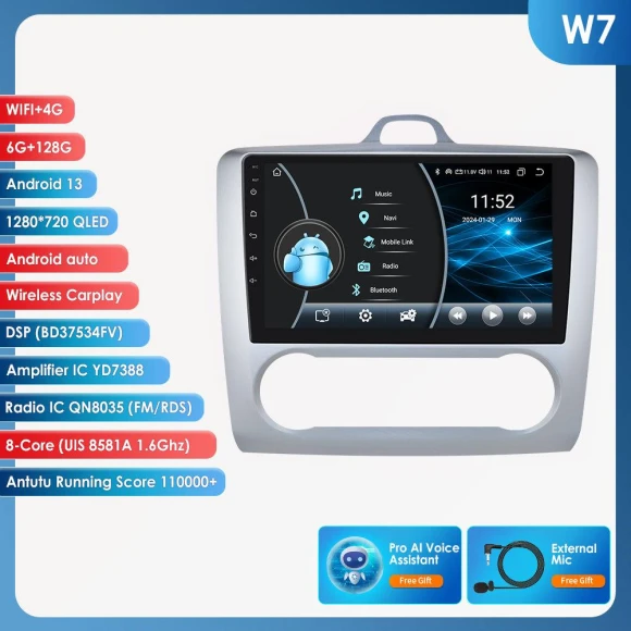 Android Car Radio Multimedia Video Player GPS Navigation Head Unit with CarPlay, 4G WiFi, 8-Core Processor, 6GB RAM,... — Car Infotainment System, Hizpo