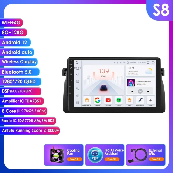 Android Car Radio with CarPlay and Android Auto — Car Infotainment System, OSSURET