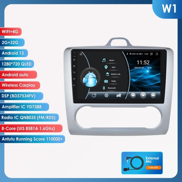 Android Car Stereo with GPS Navigation, CarPlay, 4G WiFi, and Video Player — Car Infotainment System, Hizpo