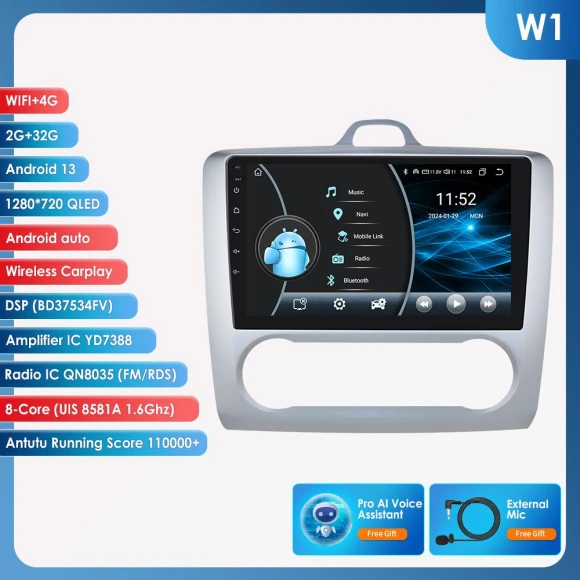 Android Car Stereo with GPS Navigation, CarPlay, and 4G WiFi — Car Infotainment System, Hizpo