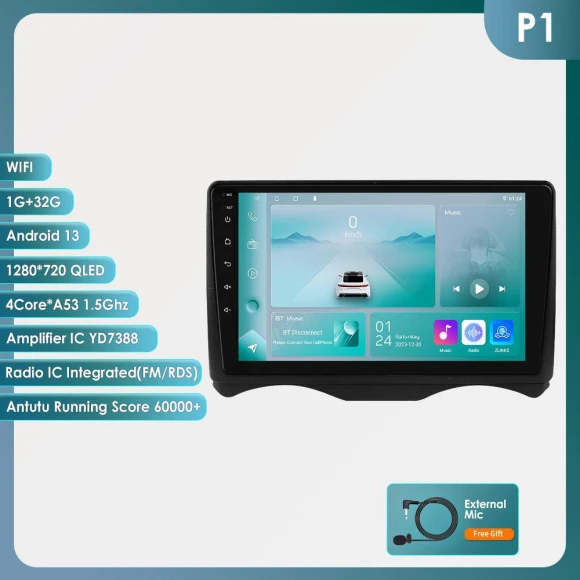 Car Multimedia Player with Android 13, CarPlay, 4G, GPS, and WiFi — Car Infotainment System, Hizpo