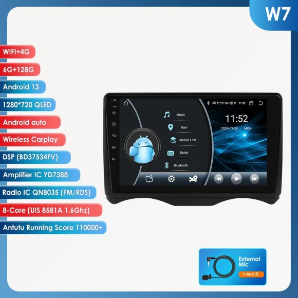 CarPlay 4G 2-Din Android 13 Multimedia Video Player — Car Infotainment System, Hizpo