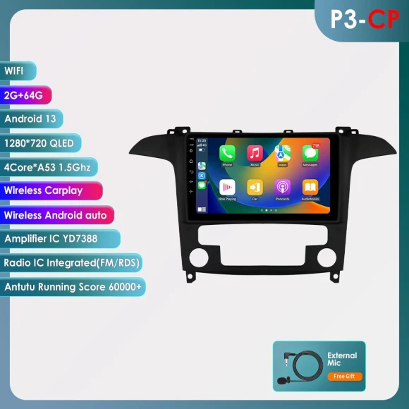 CarPlay 4G Android 13 Multimedia Video Player GPS 2DIN Smart Screen Bluetooth RDS — Car Infotainment System, OSSURET