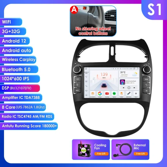 Intelligent Android Car Stereo for Peugeot 206 Series — Car Infotainment System, OSSURET