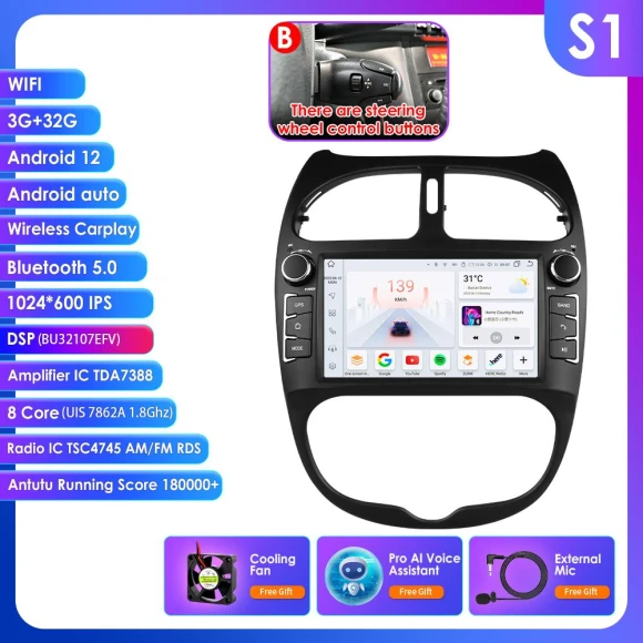 Intelligent Android Car Stereo with Wireless CarPlay — Car Infotainment System, OSSURET