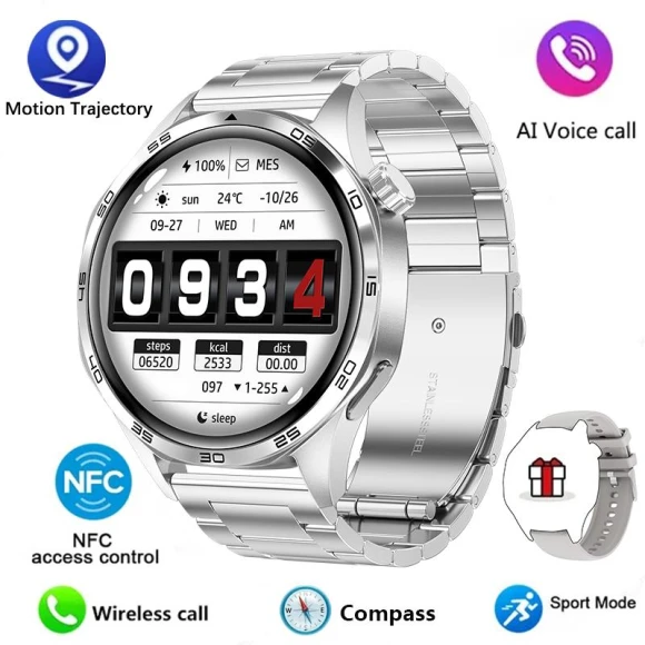 Smart Watch with AMOLED HD Display, Bluetooth Calling, GPS Tracking, NFC, Heart Rate Monitor, and Compass — Smart Watch, Zodvboz