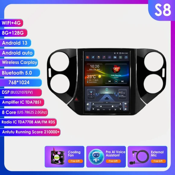 Tesla Style 2Din Android 13 Car Radio with 9.7-inch Screen — Car Infotainment System, Hizpo