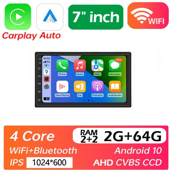 Universal 2 Din Android 13 Car Multimedia Video Stereo with CarPlay — Car Infotainment System, ZoomSpark