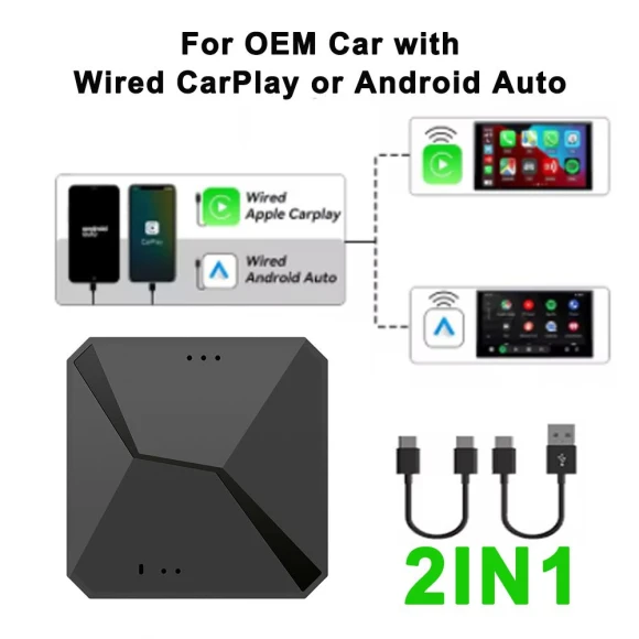 Wireless CarPlay AI Box with Android Auto and TV Box for Netflix YouTube — Car Infotainment System, Auto Accessories Home