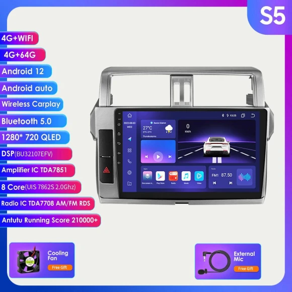 2 Din Car Multimedia System with CarPlay, 4G-LTE, 9-inch Screen, GPS Navigation, DSP, Octa-Core Processor, 64GB Storage — Car Infotainment System, Hizpo