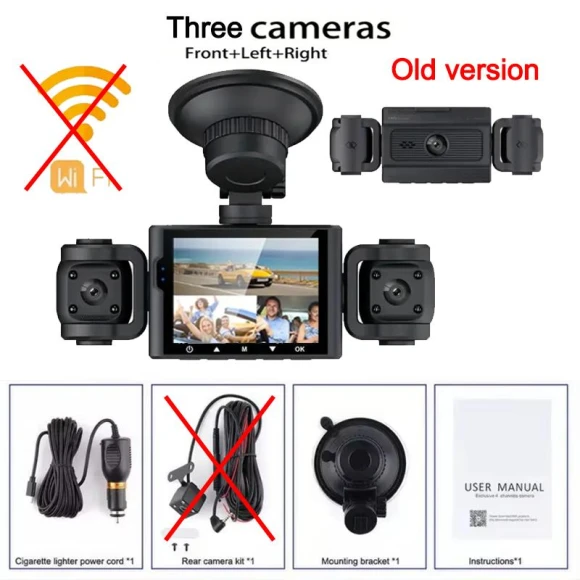 3/4 Car DVR DashCam with 360° Camera, WIFI, Night Vision, Front, Right, Left, and Rear View Cameras, 24H Parking... — Dash Cam, Mellow Home