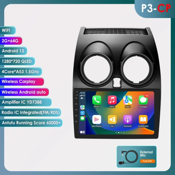 4G LTE Eight-Core 2 DIN 9-Inch Intelligent Car Multimedia Player with GPS Navigation, DSP, CarPlay, and Android Auto — Car Infotainment System, Hizpo